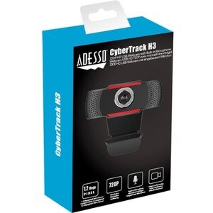 Adesso CyberTrack CyberTrack H3 Webcam - 1.3 Megapixel - 30 fps - Black, Red - USB 2.0 - 1280 x 720 Video - CMOS Sensor - 
