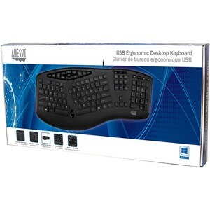 Adesso Tru-Form 160 Rugged Keyboard - Cable Connectivity - USB Interface - Scroll Wheel - English (US) - Black - Membrane 