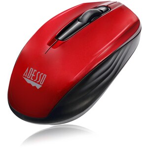 Adesso iMouse S50R Mouse - Radio Frequency - USB - Optical - 3 Button(s) - Red - Wireless - 2.40 GHz - 1200 dpi - Scroll W