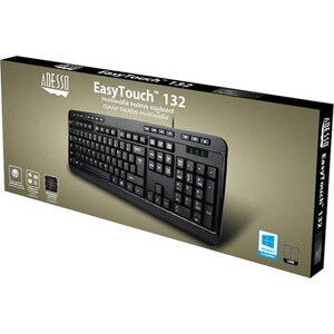 Adesso AKB-132UB Keyboard - Cable Connectivity - USB Interface - English (US) - Black - Membrane Keyswitch - 104 Key(s) - 