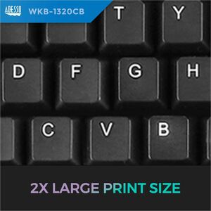 Adesso Wireless Desktop WKB-1320CB Keyboard & Mouse - English (US) - 1 Each - USB Membrane Wireless RF 2.40 GHz Keyboard -
