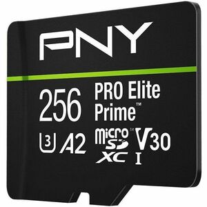 Carte microSDXC PNY PRO Elite Prime - 256 Go - Classe 10/UHS-I (U3) - V30 - 1 - 200 Mo/s en Lecture - 150 Mo/sSpaceen Écri