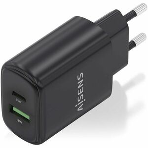 CARGADOR GAN 25W 1XUSB-C PD3.0 1XUSB-A QC3.0 NEGRO