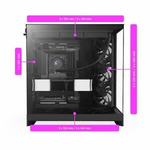 NZXT H9 Flow CM-H92FB-R1 Computer Case - ATX Motherboard Supported - Mid-tower - Tempered Glass, Steel, Galvanized Cold Ro