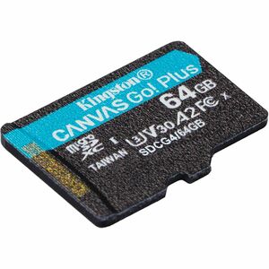 Kingston Canvas Go! Plus 64 GB Class 10/UHS-I (U3) V30 microSDXC - 1 Pack - 200 MB/s Read - Lifetime Warranty