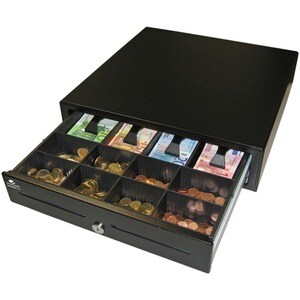 apg Genesis 1616 Cash Drawer - 4 Bill - 8 Coin - Preto - 109,2 mm Altura x 411,5 mm Largura x 414 mm Profundidade