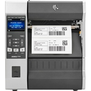 TT Printer ZT620; 6", 203 dpi, US Cord, Serial, USB, Gigabit Ethernet, Bluetooth 4.0, USB Host, Rewind, Color Touch, ZPL
