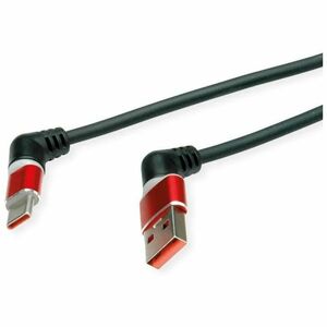 ROLINE USB 2.0 Kabel, Typ-C - Typ-A, ST/ST, 360° Rotation, schwarz / rot, 2 m