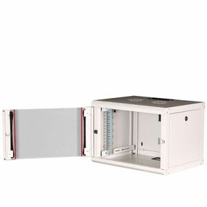 Roline 7U Wandmontierbar Geschlossener Schrank Rackschrank für Gehäuse, Networking370 mm Rack Depth - Hellgrau - Glas, Sta