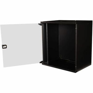 Roline 12U Wandmontierbar Geschlossener Schrank Rackschrank für Networking, Gehäuse380 mm Rack Depth - Schwarz - Glas, Sta