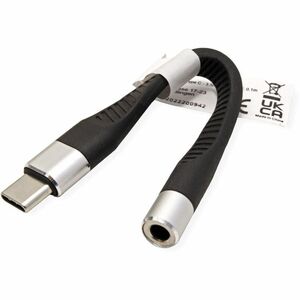 Roline 10 cm Mini-Phone/USB-C Audiokabel - Cable for Audiogerät, MacBook, Ultrabook, Smartphone, Tablet - Schwarz