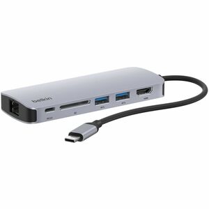 Belkin Connect USB-C 6-in-1 Multiport Hub - for Notebook, Desktop PC, Tablet PC, Smartphone, Monitor - Memory Card Reader 