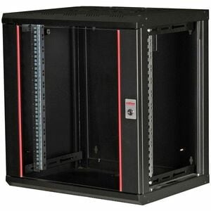 Roline 12U Wall Mountable Enclosed Cabinet Rack Cabinet for Network Equipment370 mm Rack Depth - Jet Black - Rubber, Sheet