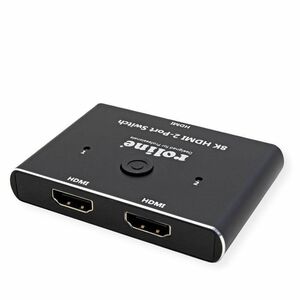 Roline Video Switchbox - Cable - 7680 x 4320 - 8K - DVD Player, Notebook, Monitor, Projector - 1 x USB - 2 x HDMI In - 1 x