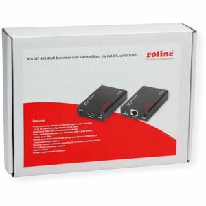Roline Video Extender Transmitter/Receiver - Wired - 45 m Range - 1 x Network (RJ-45) - 1 x HDMI In - 1 x HDMI Out - 1 - 1