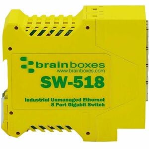 Brainboxes SW-518 Ethernet Switch - 8 Ports - Gigabit Ethernet - 10/100/1000Base-T - 2 Layer Supported - 6.50 W Power Cons