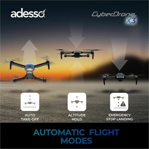 Adesso CyberDrone X3 Aerial Drone - 14+ Age - 2.40 GHz - 0.28 Hour Run Time - 300 m Operating Range - Wi-Fi - Outdoor