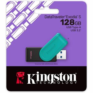 Kingston DataTraveler Exodia S 128 GB USB 3.2 (Gen 1) Flash Drive - Black, Turquoise - 1