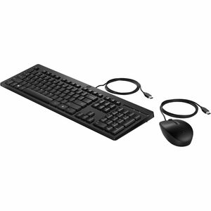 HP 225 Keyboard & Mouse - 2 Piece - USB Type A Plunger Cable Keyboard - Keyboard/Keypad Color: Black - USB Type A Cable Mo