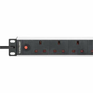 19" 1U PDU 7-way UK, Overload Protection, Rackmount, Power Distribution Unit, UK 3-pin outlets, 3m power cord, output - BS