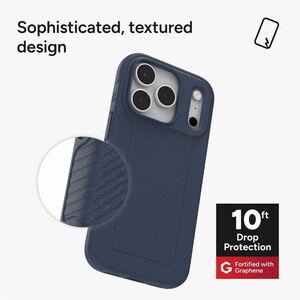 ZAGG Luxe Snap Case for Apple iPhone 17 Pro Smartphone - Textured Sides/Back/Grip - Navy - 1 - Drop Resistant, Scratch Res