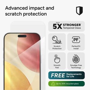 invisibleSHIELD Glass Elite Aluminosilicate Tempered Glass Screen Protector for Apple iPhone 17 Pro Max - Transparent - Fo