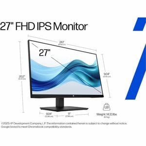 HP 327ph 27" (68.6 cm) Class Full HD LCD Monitor - 16:9 - Black - 27" (68.6 cm) Viewable - In-plane Switching (IPS) Techno