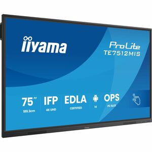 iiyama TE7512MIS-B4AG 1905 mm 4K UHD LCD Collaboration Display - ARM Cortex A72 + A53 - 8 GB - Touchscreen - 16:9 Seitenve