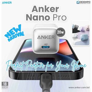 ANKER Nano Pro 20W Adaptador CA - Adaptador universal - Para iPhone, iPad, AirPod, Apple Watch, iPad mini, iPad Pro, Smart