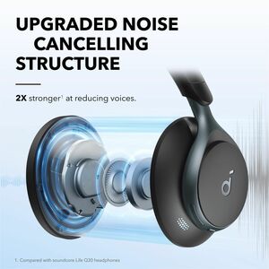 soundcore Space One Wired/Wireless Over-the-head Stereo Headset - Jet Black - Binaural - Circumaural - 1493.5 cm - Bluetoo