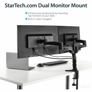 StarTech.com Mounting Arm for Flat Panel Display - Black - TAA Compliant - Height Adjustable - 2 Display(s) Supported - 30
