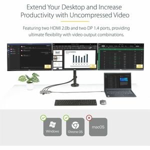 StarTech.com USB 3.2 (Gen 2) Type C Docking Station for Desktop PC, Notebook, Monitor - 15 W - Grey - 3 Displays Supported
