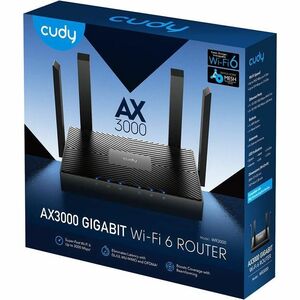 Cudy WR3000 Wi-Fi 6 IEEE 802.11ax Ethernet Wireless Router - Dual Band - 2.40 GHz ISM Band - 5 GHz UNII Band - 4 x Antenna