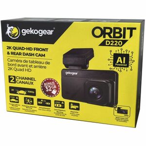 GekoGear Orbit D220 Front/Rear Vehicle Camera - GekoGear Orbit D220 2K Quad HD AI Front and Rear Dash Cam