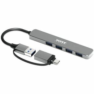 Port Connect USB Hub - USB Type A, USB Type C - 640 MB/s - Mouse, Keyboard, Flash Drive, Hard Drive, Notebook, Tablet - 4 
