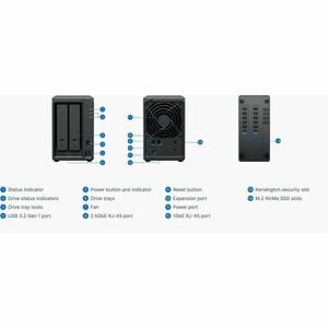 Synology DiskStation DS725+ 2 x Total Bays SAN/NAS Storage System - AMD R-Series R1600 Dual-core (2 Core) 2.60 GHz - 4 GB 