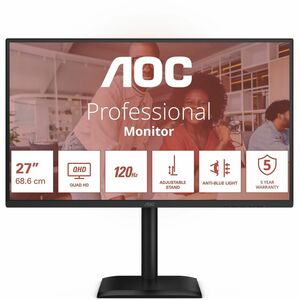 AOC Q27E4CV 27" Class WQHD LED Monitor - 16:9 - Black - 68.6 cm (27") Viewable - In-plane Switching (IPS) Technology - WLE
