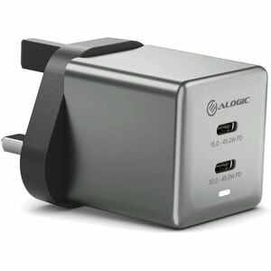 Alogic Rapid Power 45 W AC Adapter - 1 Pack - Universal Adapter - 2 USB Type-C - For iPhone, iPad Pro - 120 V AC, 230 V AC