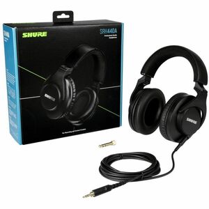 Shure SRH440A 有线 头戴式 双声道 立体声 耳机 - 黑 - 头戴护耳式 - 44 欧姆 - 10 Hz 到 22 kHz - 2.99 m 线缆 - 镀金 连接器 - 降噪 - 迷你手机（3.5毫米）