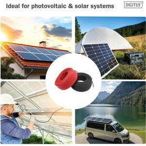 Digitus Solaranlagenkabel - 20 m - für Solarpanel, Leistungswechselrichter - 1500 V DC / 30 A - Innen, Outdoor - Rot - Fle