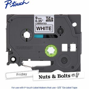 CINTA NEGRO SOBRE BLANCO 9MM X 8M