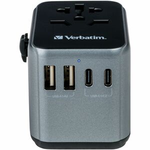Adattatore CA Verbatim - 2,50 kW - Adattatore universale - 2 USB - 3 USB Type-C - Per Dispositivo USB, Smartphone, Diffuso
