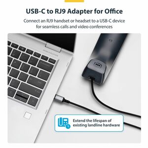 StarTech.com 1.80 m RJ-9/USB-C Phone Cable - 1 - Cable for Phone, Handset, Headset, Wireless Headset, Desktop Computer, No