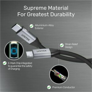Unitek 1 m USB-C Audio/Video/Data Transfer Cable - 1 - Cable for Monitor, TV, MacBook Pro, Charger - First End: 1 x USB 3.