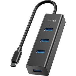 Unitek USB Hub - USB Type C - 640 MB/s - Smartphone, Flash Drive - Portable - Black - 4 Total USB Port(s) - 4 USB 3.0 Port