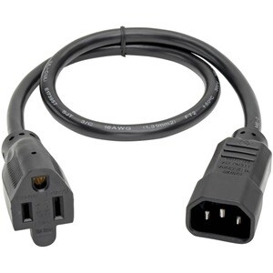 AC POWER CABLE NEMA 5-15R to C14 13A, 125V, 16 AWG, 2 ft. (0.61 m), Black