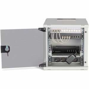 Digitus 10U Wall Mountable Enclosed Cabinet Rack Cabinet for Server, Network Equipment - Light Grey - Glass - 30 kg Maximu