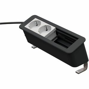 KINDERMANN CablePort Office desk Stromausgang - 2 x Netzanschlüsse Tabletop, Klemmhalterung, Tischmontage - Schiefergrau, 