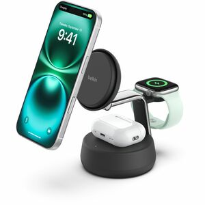 Belkin UltraCharge Pro Induktionsladegerät - Schwarz - für iPhone, Smartwatch, AirPod, Smartphone, Qi2-fähiges Gerät - Ein