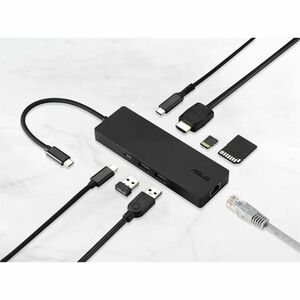 Asus DC210-8IN1-BLK USB 3.2 (Gen 2) Type C Docking Station for Notebook - Charging Capability - Memory Card Reader - SD - 